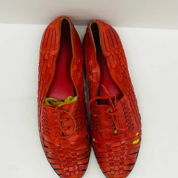 Huarache red leather sandals Sz 10 - Picture 3 of 5